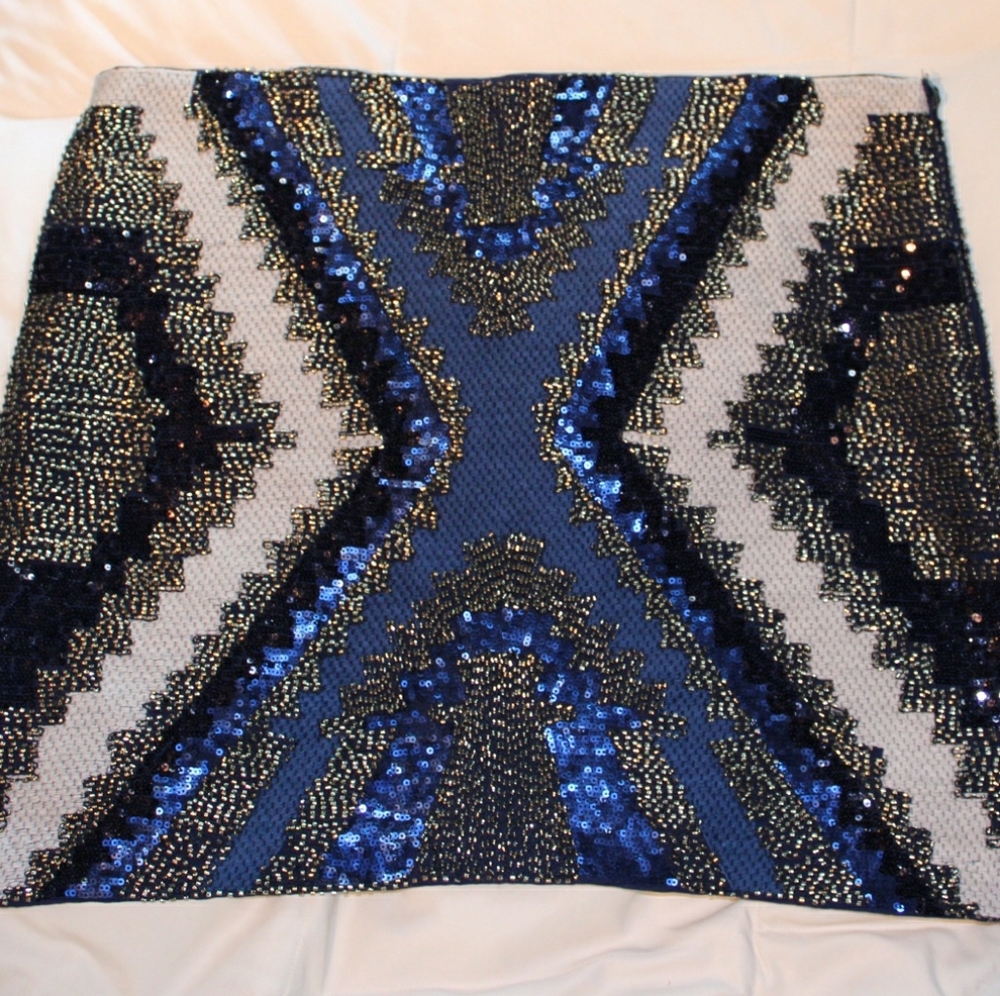 Blue sequin Fate mini skirt